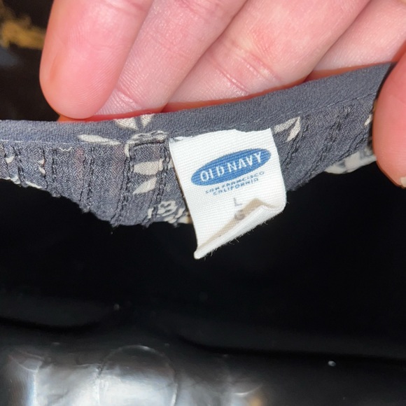 Old Navy Chiffon Sheer Long Sleeve Blouse Dark Gray Cream Floral Size L - Picture 12 of 12